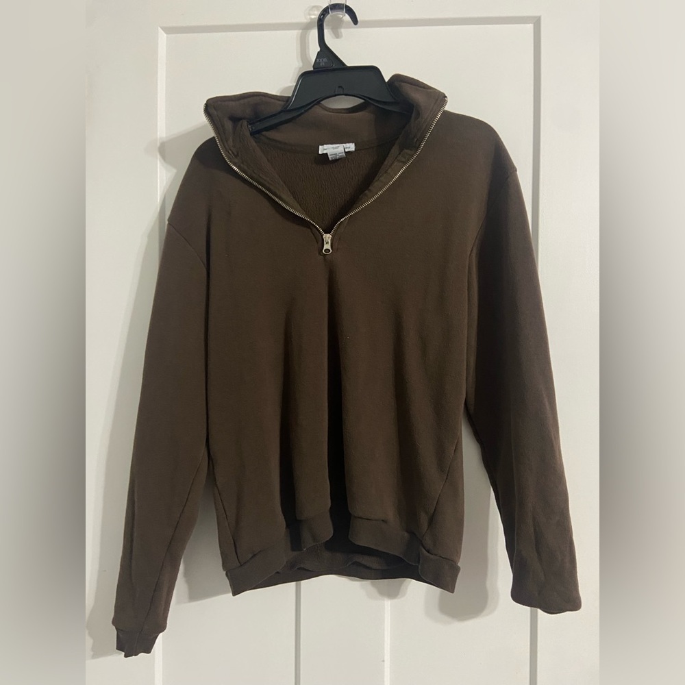 Brown Quarter-Zip Women's Sweater